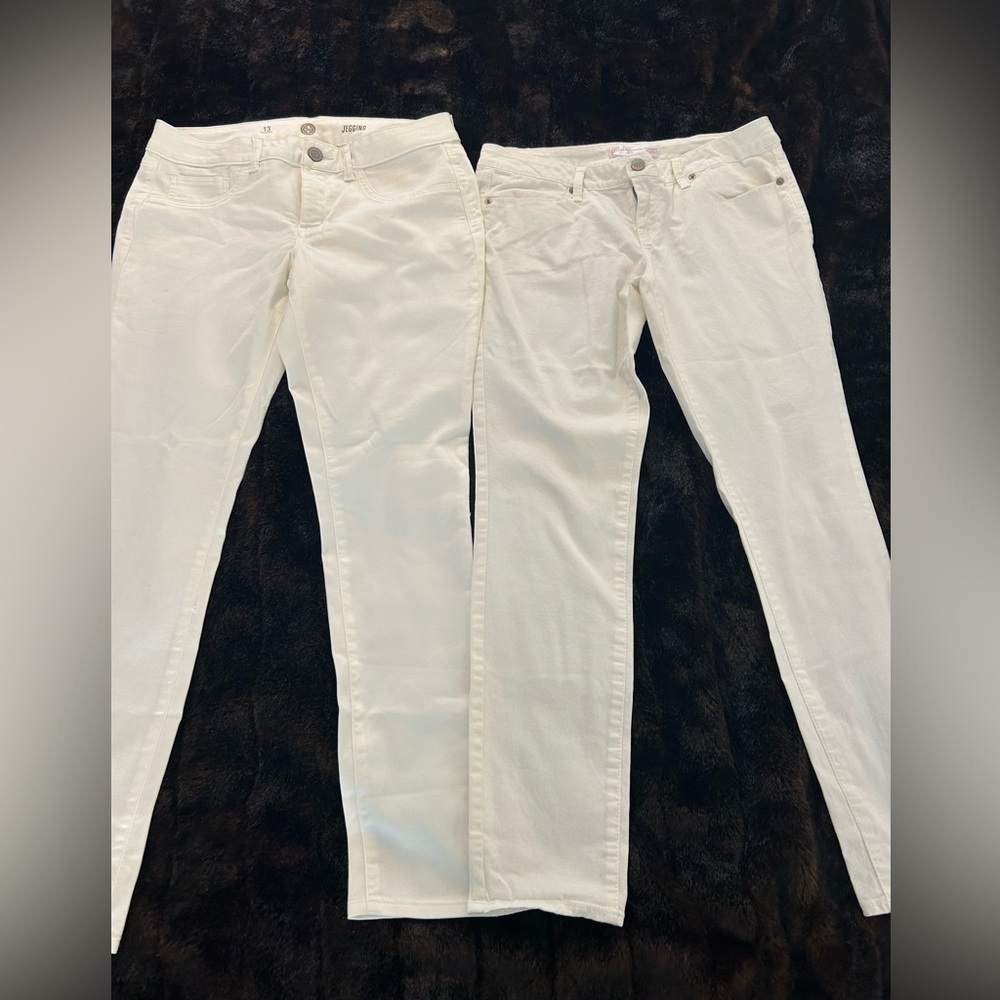 Bundle of 2 White Jeggings Size 13 SO & No Boundaries Stretch Skinny Jeans